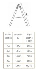 DRABINA DREWNIANA BRAKET STANDARD 2X5 SZCZEBLI 153CM