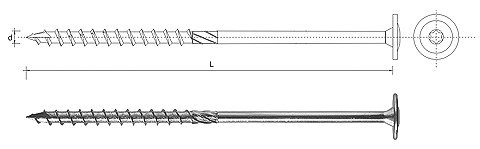 WKRĘT DO DREWNA Z KOŁNIERZEM NA TORX OCYNKOWANY 8*280MM T40