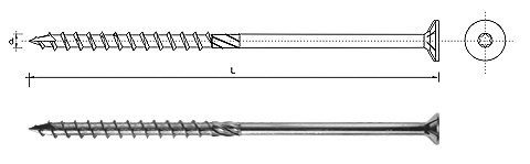 WKRĘT DO DREWNA Z ŁBEM STOŻKOWYM NA TORX 6*80MM T30