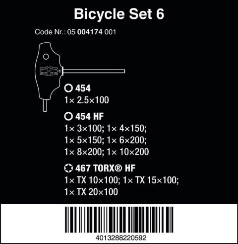 ZESTAW WKRĘTAKÓW T HEX I TORX BICYCLE SET 6, 10 CZĘŚĆ ZESTAW WKRĘTAKÓW T HEX I TORX BICYCLE SET 6, 10 CZĘŚĆ