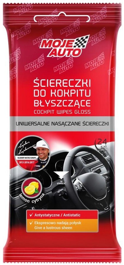 ŚCIERECZKI DO KOKPITU BŁYSZCZĄCE CYTRYNA 24SZT.