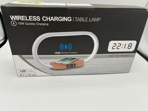 Lampka Nocna LED 3w1 | Ładowarka Indukcyjna QI | Zegar | Design