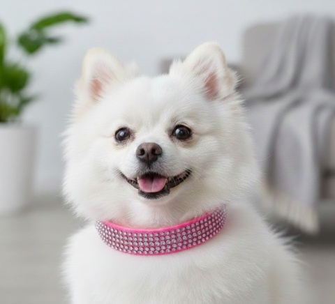 Luksusowa Obroża z Cyrkoniami NEON RÓŻ | Styl Glamour | Dla Pieska/Kota